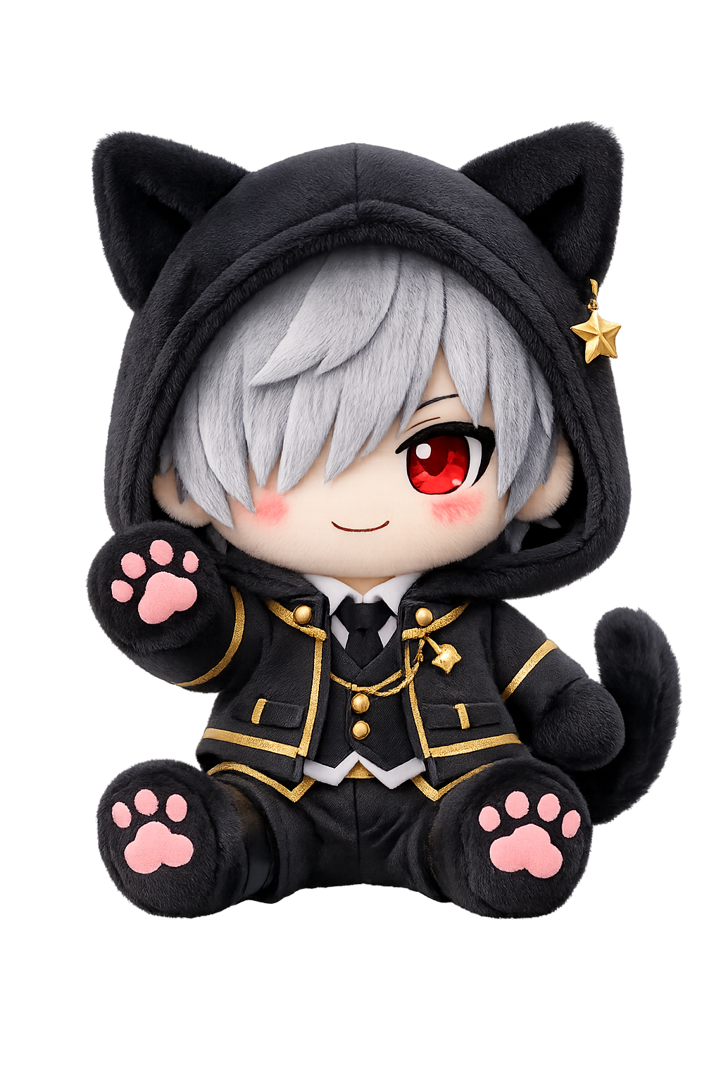 黒猫フードのぬいぐるみ