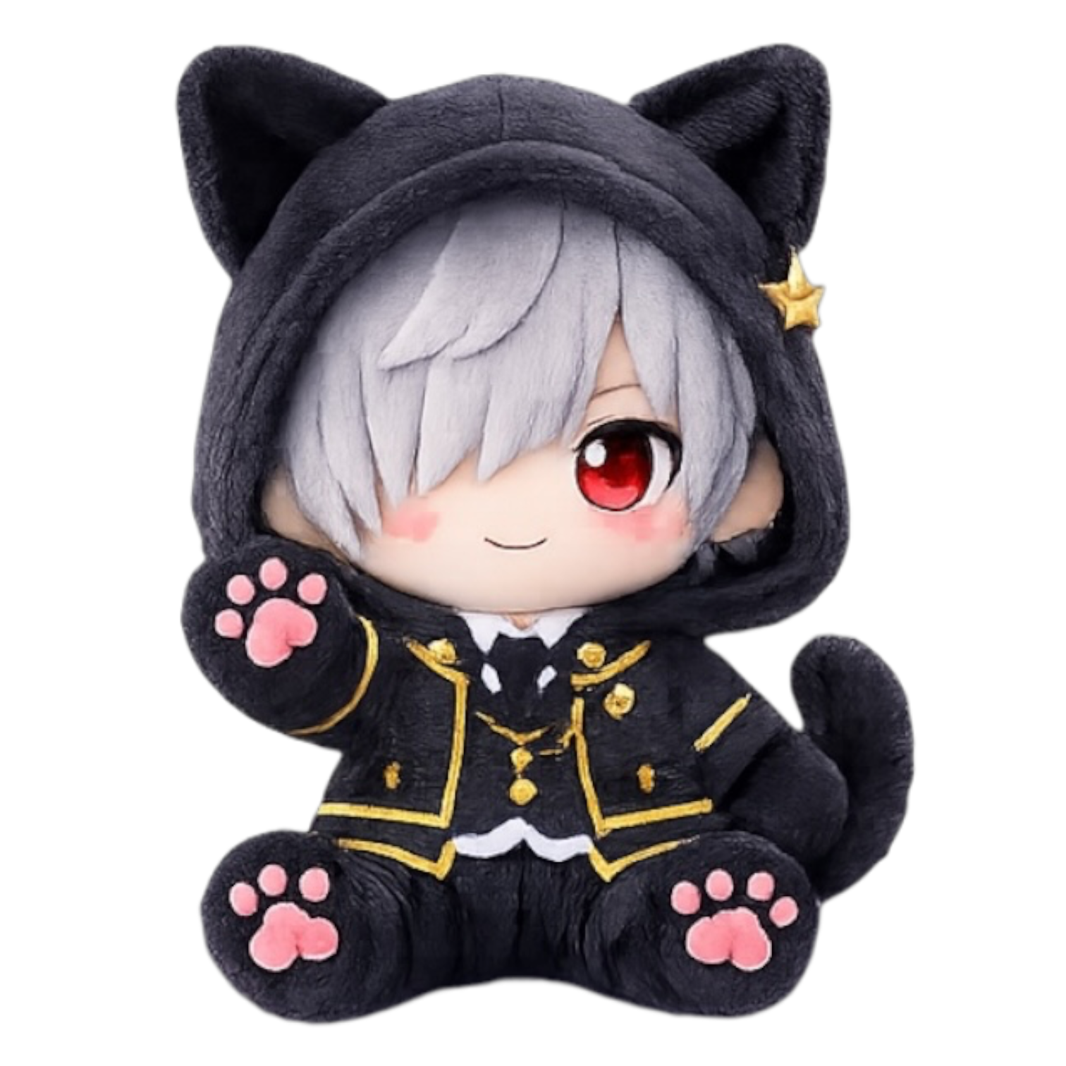 5K 黒猫フードのぬいぐるみ